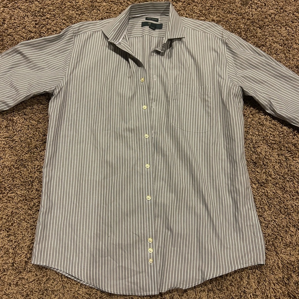 Pronto Uomo Platinum Dress Shirt - 100% Egyptian Cotton, Non-Iron, 15/1/2 Neck